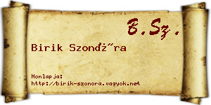 Birik Szonóra névjegykártya